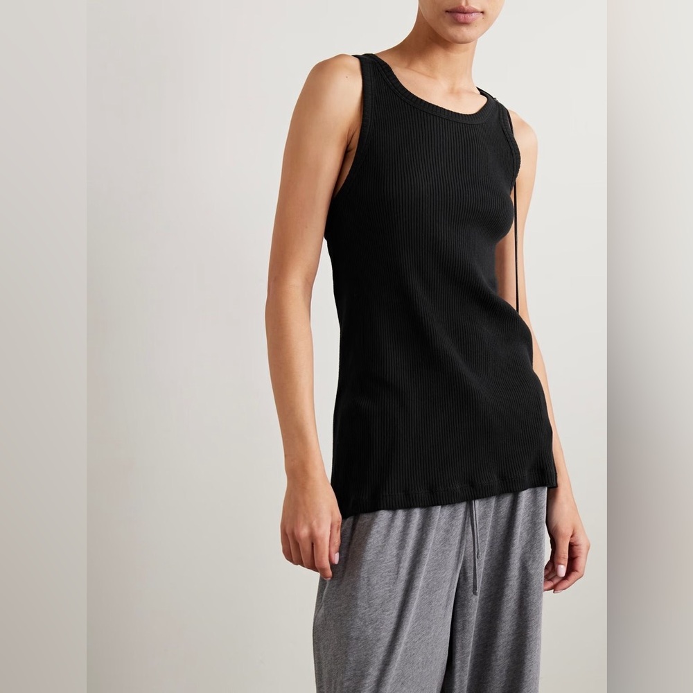 THE ROW Misty ribbed cotton-jersey tank black size XL - Picture 3 of 7